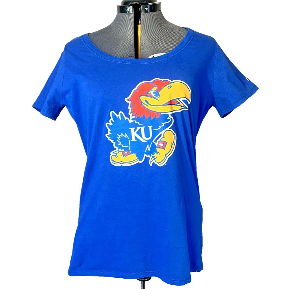 NCAA Kansas Jayhawks Alta Gracia Short Sleeve T-shirt Women's Size XL Blue KU